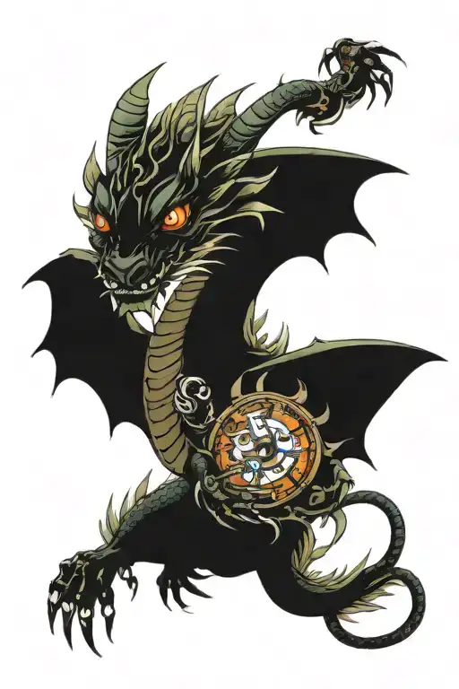 dragon clutching fairy tattoo design idea