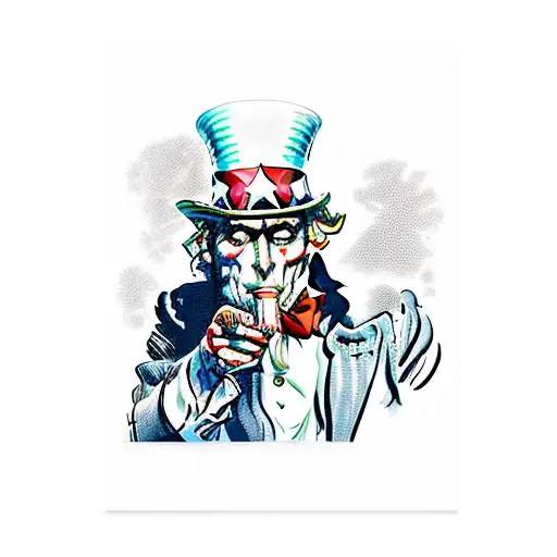 Uncle Sam I want you poster with skeleton features tattoo design idea