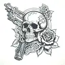 Grateful Dead skull and rose with gun tattoo design idea