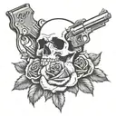 Grateful Dead skull and rose with gun tattoo design idea