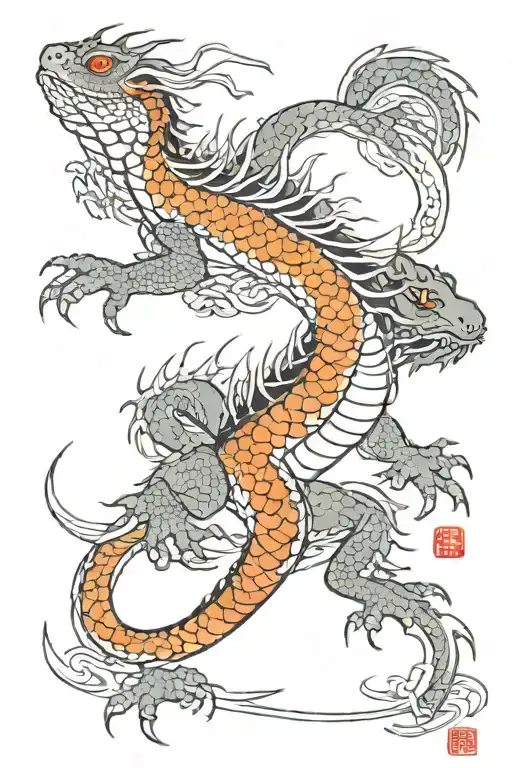 eastern water dragon tattoo design idea