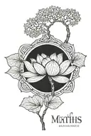 lotus flower and a willow tree with the word maths tattoo design idea