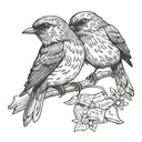 two robins one with a letter tattoo design idea