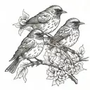 two robins one with a letter tattoo design idea