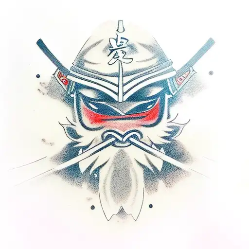 samurai com uma espada na mao enquanto esta em chamas vermelhas tattoo design idea