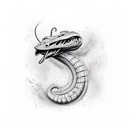 cobra enrolada no corpo de um samurai em chamas vermelhas tattoo design idea