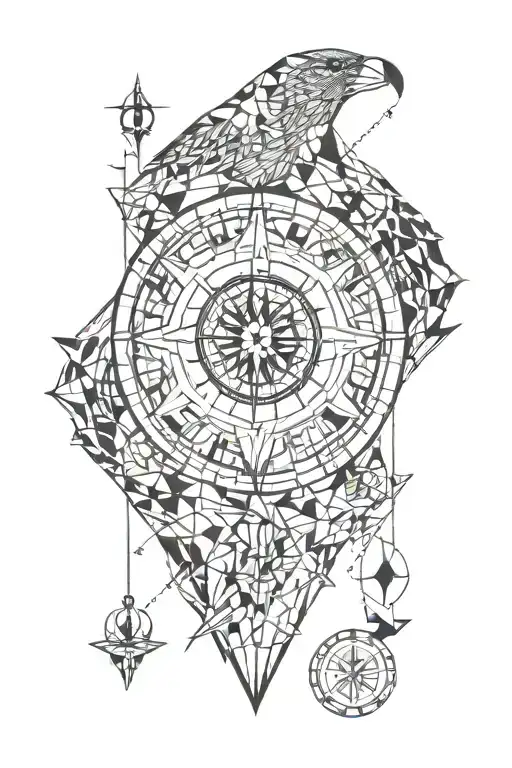 geometric animals, time, compass, travel, water, human organs geometric tattoo design idea
