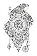  geometric animals, time, compass, travel, water, human organs geometric tattoo design idea
