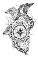  geometric animals, time, compass, travel, water, human organs geometric tattoo design idea
