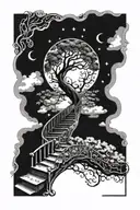 life tree stairway to heaven eye of god tattoo design idea