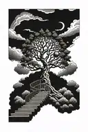 life tree stairway to heaven eye of god tattoo design idea