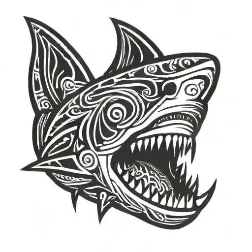 Tribal shark head  tattoo design idea