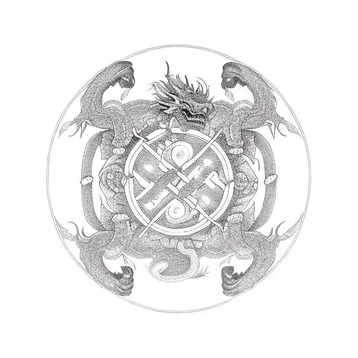 Merge a dragon possed as a Ouroboros infinity symbol tattoo design idea