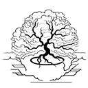 A tree reaching towards the heavens with roots extending into the depths of hell tattoo design idea