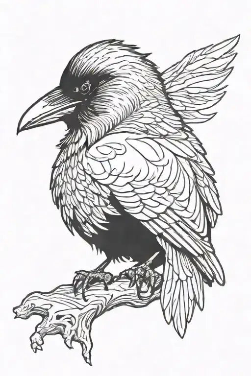 The raven stood sideways alone tattoo design idea