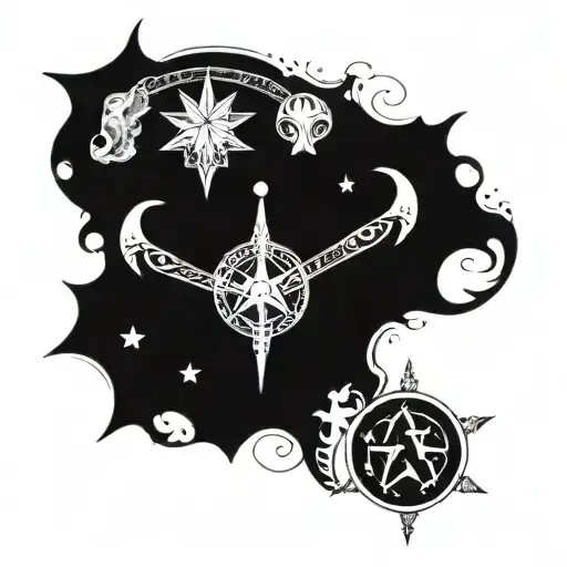 celctic band incorporating star signs for pices, aquarius, Taurus and gemini tattoo design idea