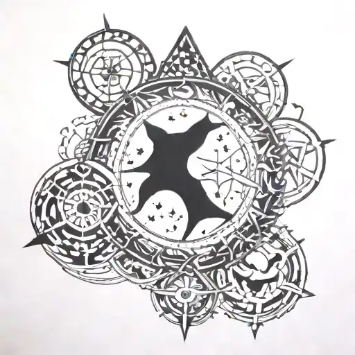 celctic band incorporating star signs for pices, aquarius, Taurus and gemini tattoo design idea