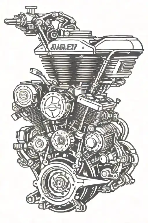 harley davidson motorcycle engine tattoo design idea
