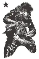 father and son silhouette with an 8 point star tattoo design idea