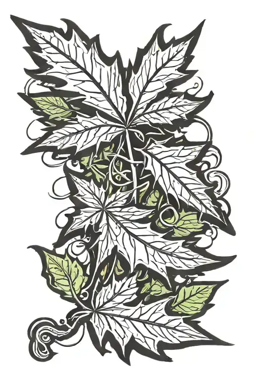 weed leaf tattoo design idea