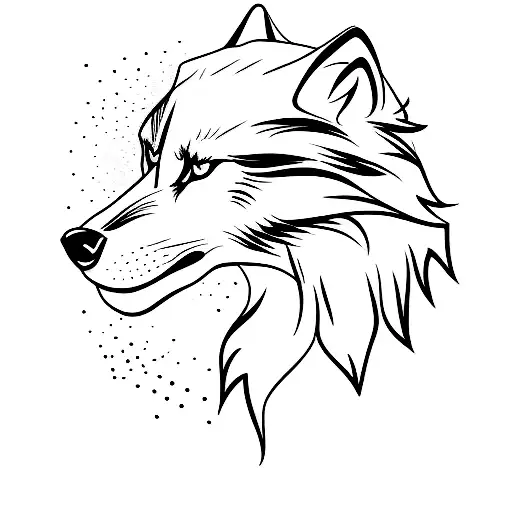 Simple wolf head tattoo design idea