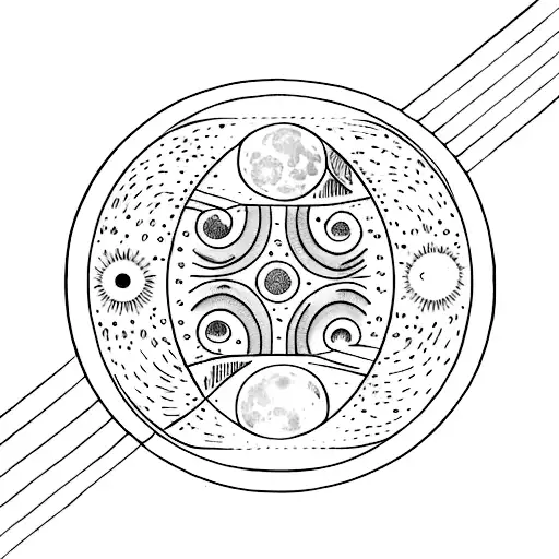 Moon and Venus phases forming a cosmic yin and yang symbol tattoo design idea
