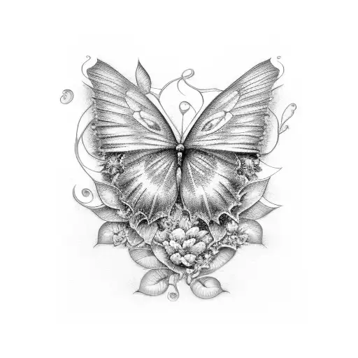 Lilac, violets, peonies, vines, fairies, butterflies  tattoo design idea