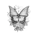 Lilac, violets, peonies, vines, fairies, butterflies  tattoo design idea