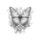 Lilac, violets, peonies, vines, fairies, butterflies  tattoo design idea