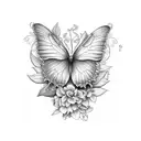 Lilac, violets, peonies, vines, fairies, butterflies  tattoo design idea