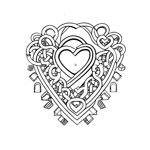 A padlock attached to a heart tattoo design idea