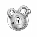 Simple small padlock locked to heart initials tattoo design idea