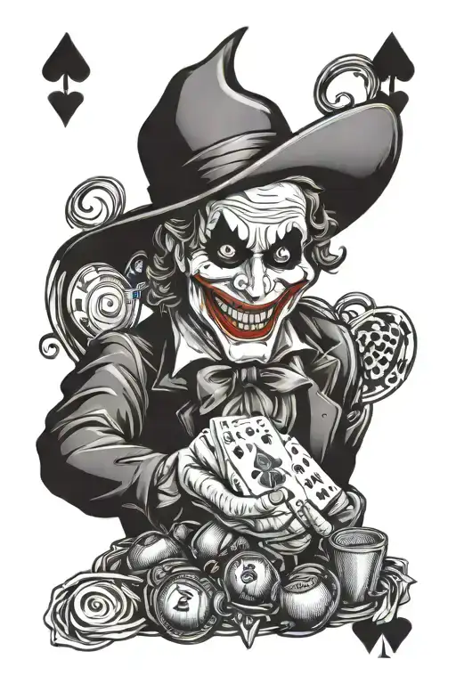 playing card and joker hats tattoo design idea
