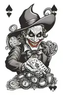 playing card and joker hats tattoo design idea