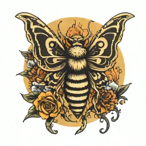 sun and moon death head moth tattoo tattoo design idea