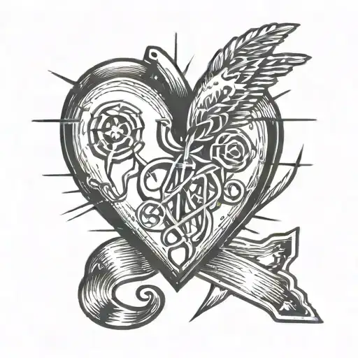 heart with bob wire and $B in the middle  tattoo design idea
