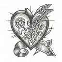 heart with bob wire and $B in the middle  tattoo design idea