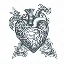heart with bob wire and $B in the middle  tattoo design idea