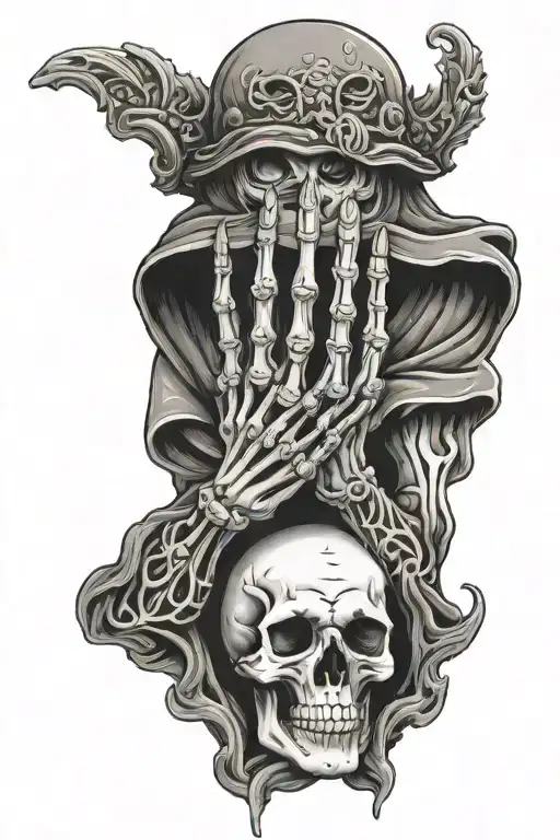 skeleton praying hands holding tattoo design idea
