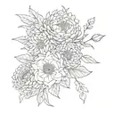 rose violet aster chrysanthemum tangled together tattoo design idea