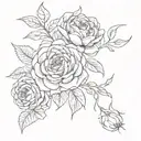 rose violet aster chrysanthemum tangled together tattoo design idea