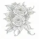 rose violet aster chrysanthemum tangled together tattoo design idea