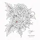 rose violet aster chrysanthemum tangled together tattoo design idea