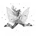 Fairy rollerskating from behind tattoo design idea