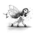 Fairy rollerskating from behind tattoo design idea