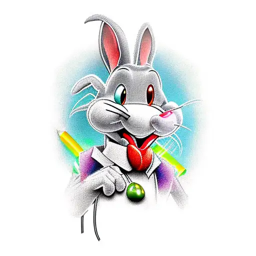 roger rabbit running with huge bullet on shoulder tattoo design idea