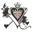 exclamation point in a heart shape with an m filling up the other half and a crown  tattoo design idea