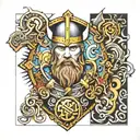 Viking patch work forearm  tattoo design idea
