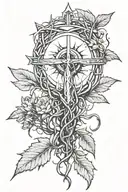 ray of light with crown of thorns minimalist tattoo tattoo design idea