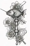 fishing pole cross  tattoo design idea